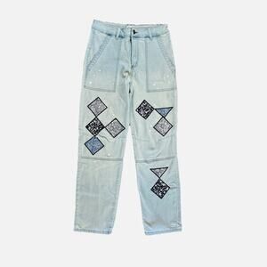 Easel Patchwork Boho Distressed Paint Splatter Artist Women's Jeans Size Medium